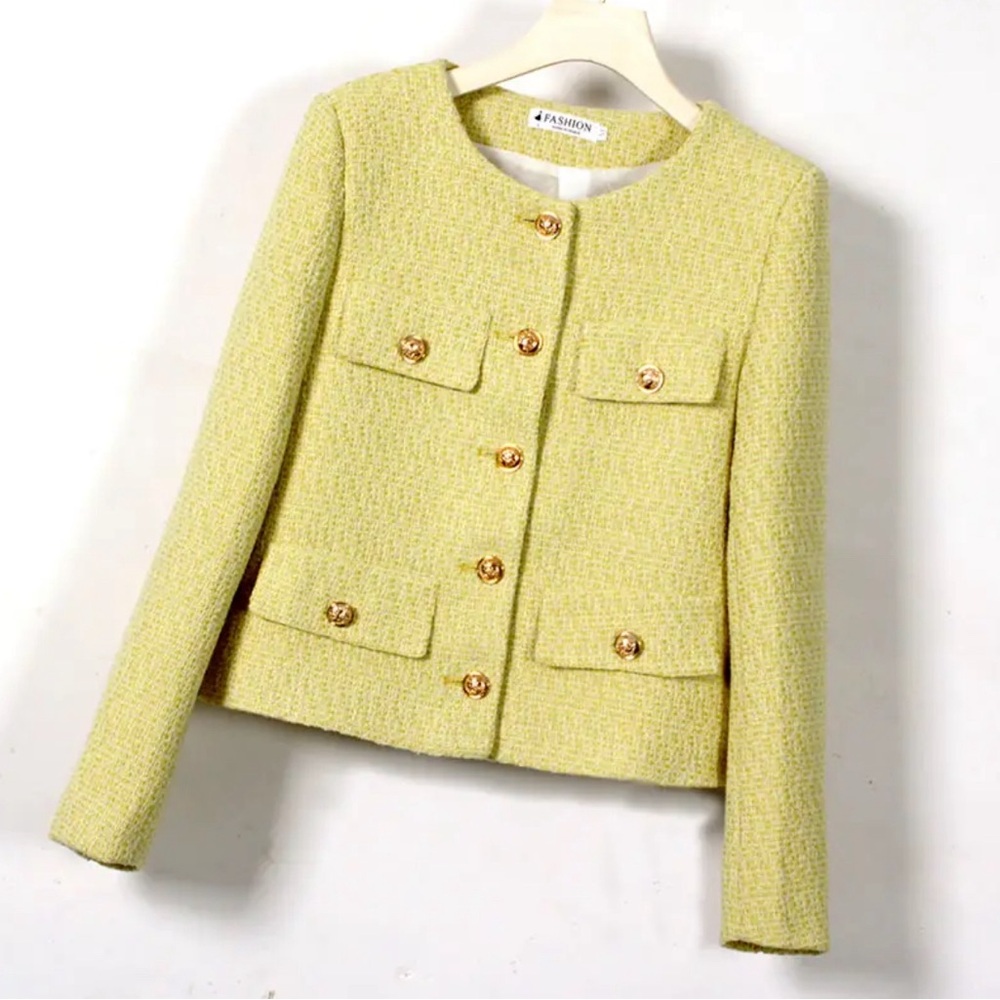 Yellow tweed blazer